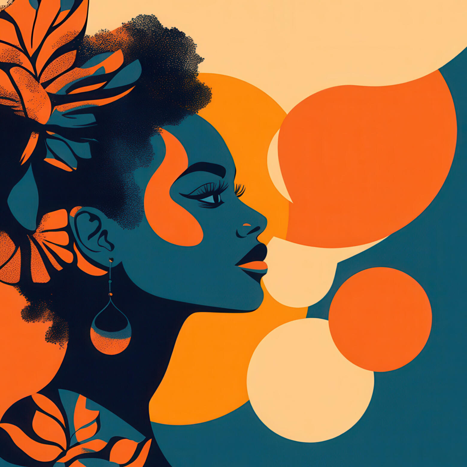 Sistar Glow Colorful illustration of ABiAn™ Woman side profile neck and head.